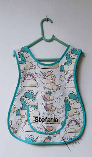 FARTUSZEK do przedszkola jednorożec na białym personalizacja