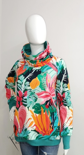 Bluza damska z kominem MALINOWE KWIATY