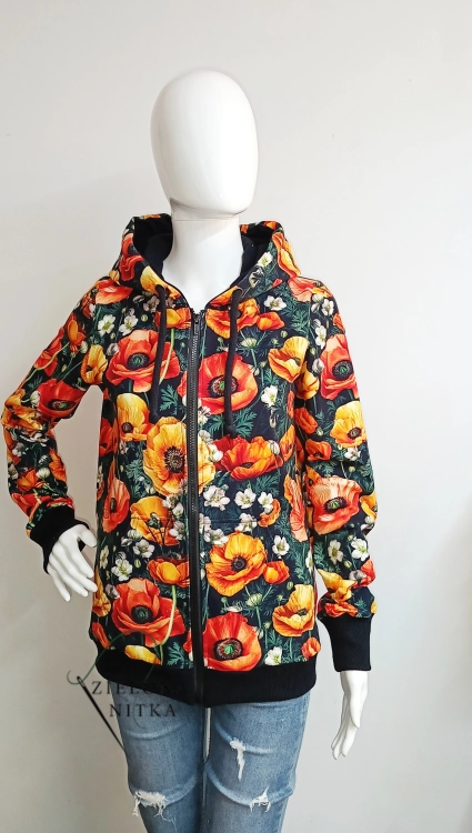 Bluza damska na zamek z kapturem MAKI