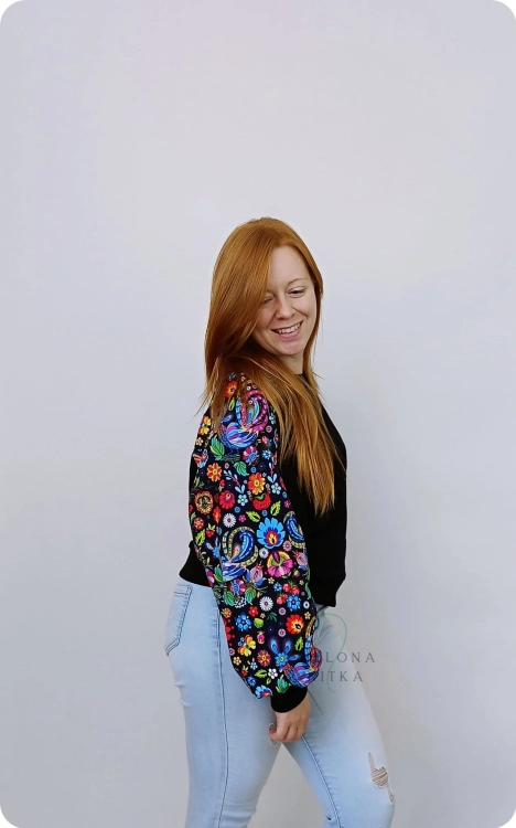 Bluza damska LOVA łowicki czarny