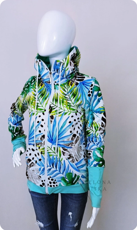 Bluza damska na zamek z kapturem PALMY