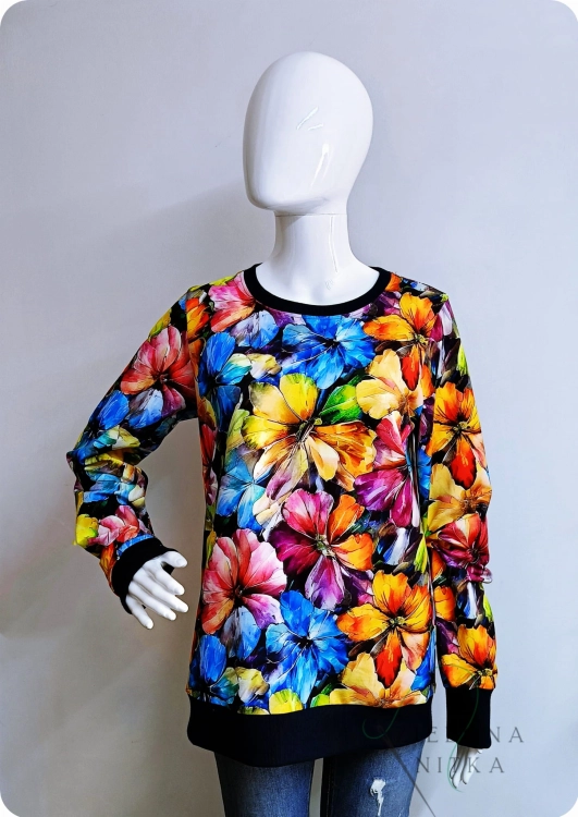 Bluza damska klasyczna kwiaty akwarela