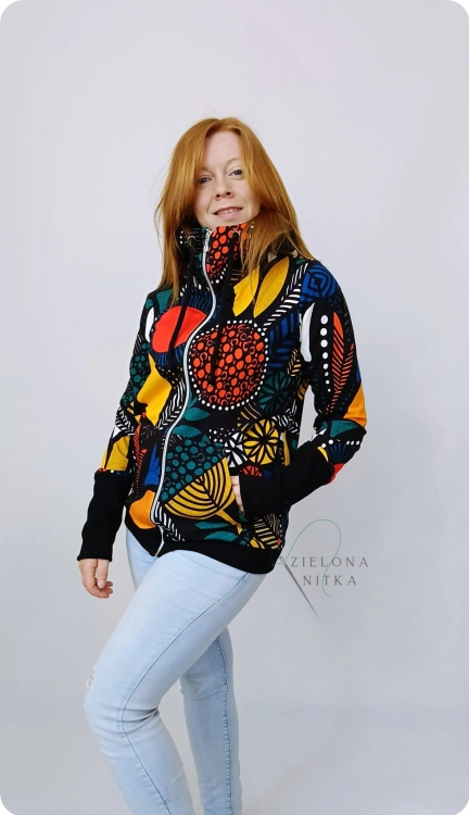 Bluza damska na zamek  z kapturem AFRYKA