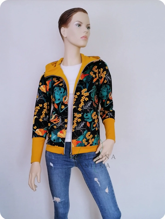 Bluza damska rozpinana z kapturem RETRO FLOWERS