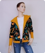 Bluza damska rozpinana z kapturem RETRO FLOWERS