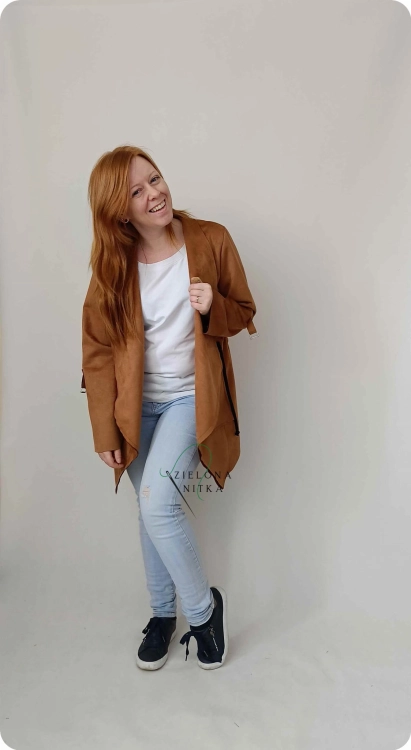 Kardigan damski zamszowy brązowy