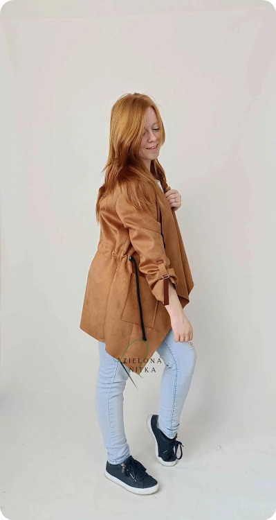 Kardigan damski zamszowy brązowy