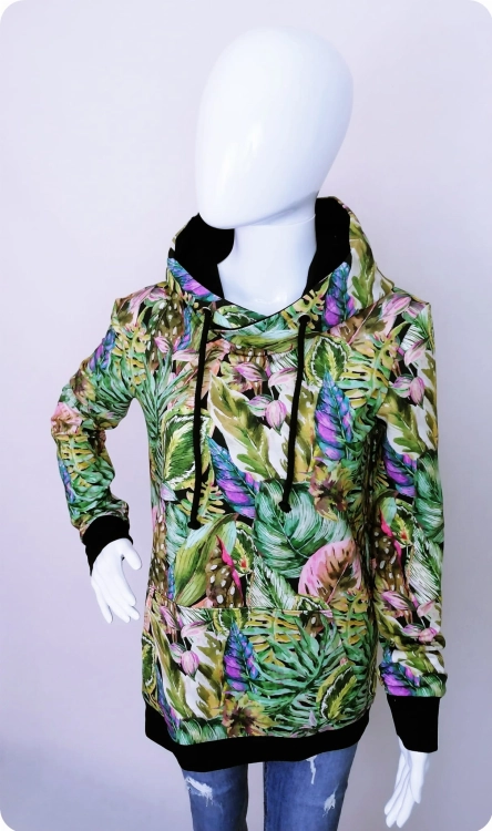 Bluza damska kangurka egzotyczne liście