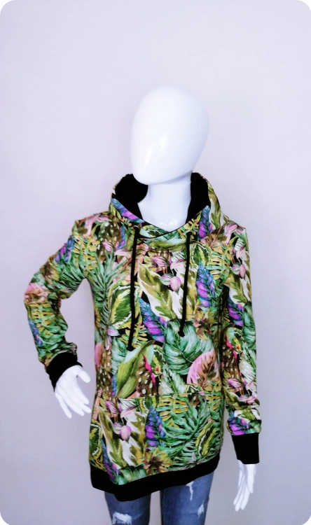 Bluza damska kangurka egzotyczne liście
