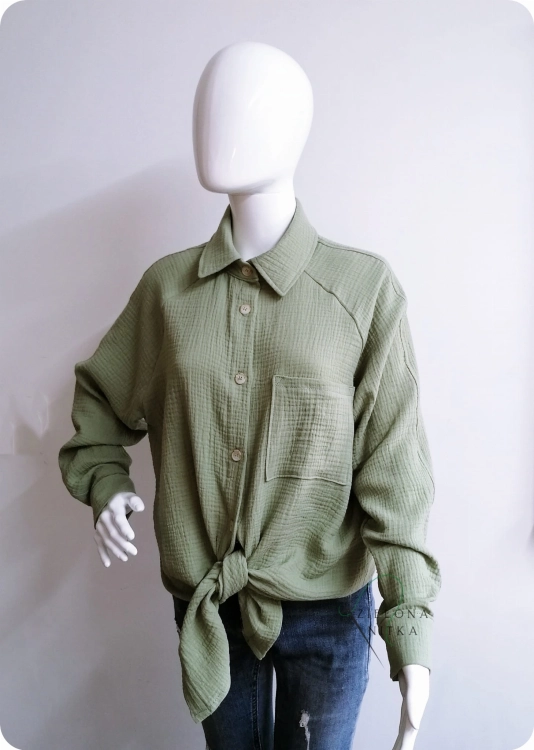 Koszula damska oversize muślinowa zielona