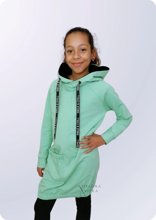 Bluza dziecięca Loween – zielony pistacjowy, kaptur i kieszeń