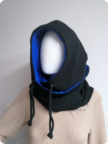 Komino-kaptur czarno niebieski