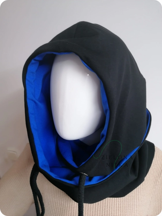 Komino-kaptur czarno niebieski