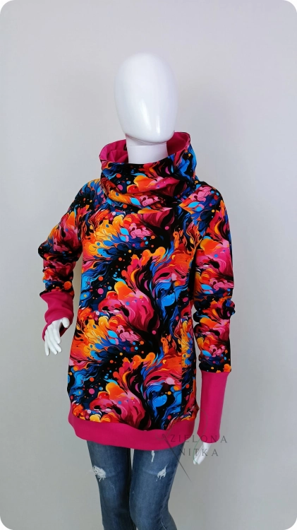 Bluza damska z kominem KOLOROWA EKSPRESJA