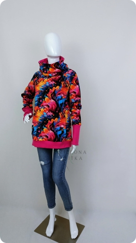 Bluza damska z kominem KOLOROWA EKSPRESJA