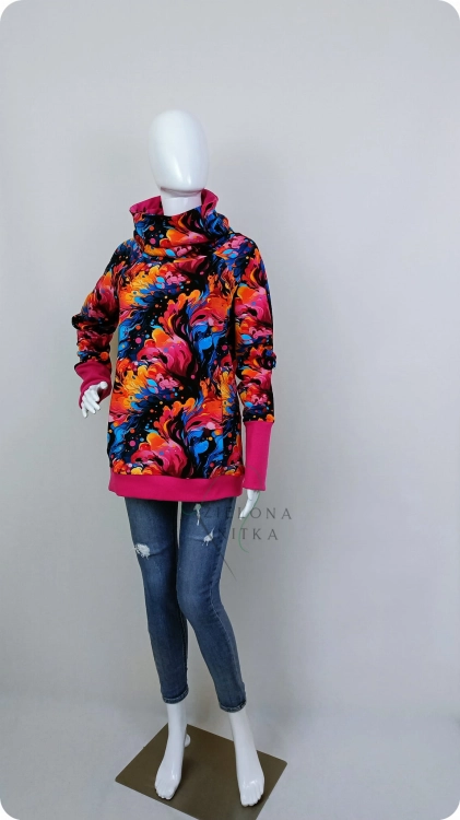 Bluza damska z kominem KOLOROWA EKSPRESJA