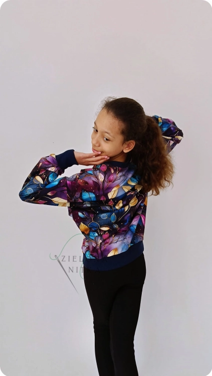 bluza dziecięca AURIS FIOLETOWE LIŚCIE NOCĄ