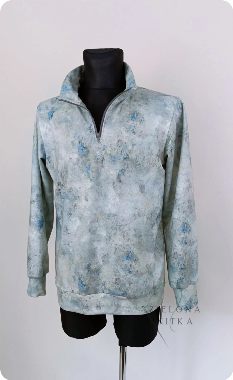 Bluza męska rozpinana ze stójką, Zamek, kieszenie, rękawy i dół wykończone ściągaczem. Materiał: 97% bawełna, 3% elastan. Wygodna i stylowa.