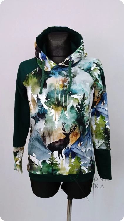 Bluza damska z kapturem lub kominem WYBÓR WZORU/ KOLORU