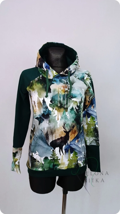 Bluza damska z kapturem lub kominem WYBÓR WZORU/ KOLORU