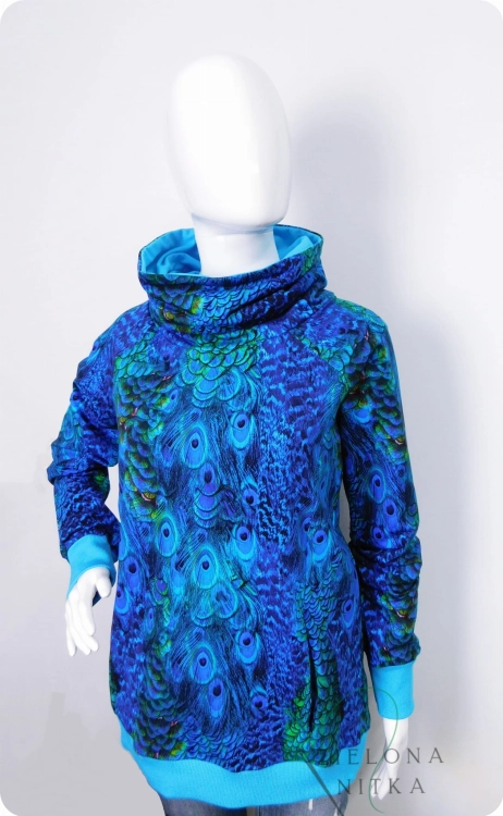 Bluza damska z kominem pawie piórka WIOLA