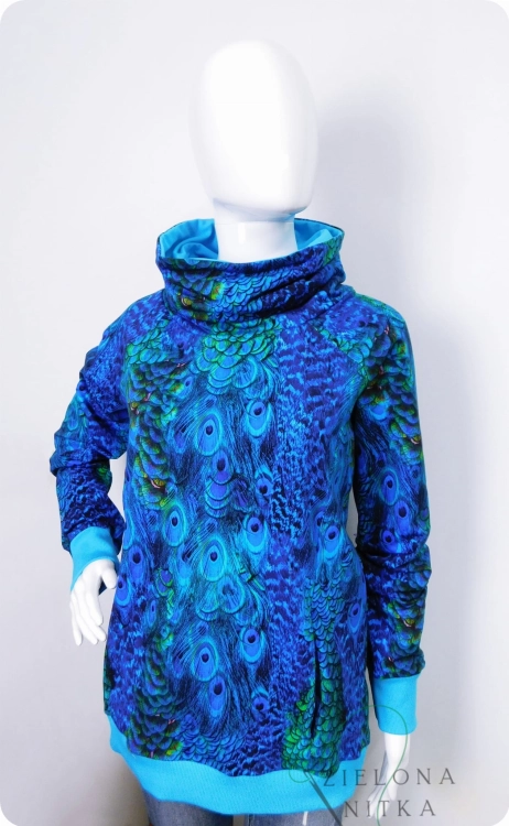 Bluza damska z kominem pawie piórka WIOLA