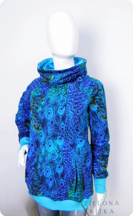 Bluza damska z kominem pawie piórka WIOLA