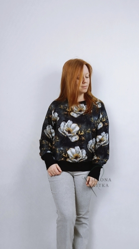 Bluza damska NURI BIAŁO SZARA PIWONIA