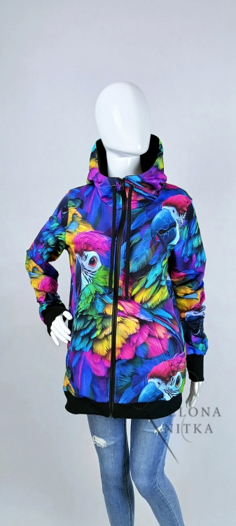 Bluza damska rozpinana z kapturem PAPUGI