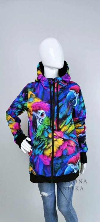 Bluza damska rozpinana z kapturem PAPUGI