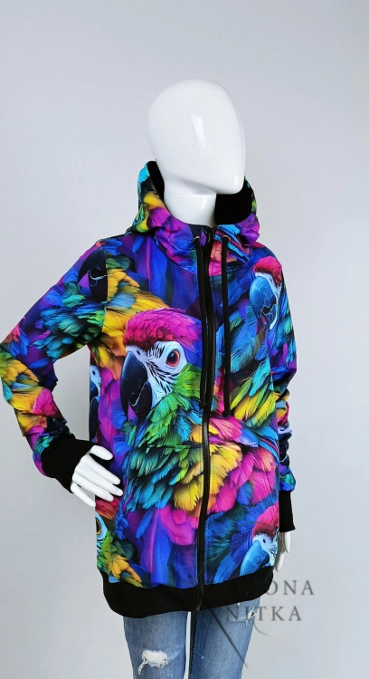 Bluza damska rozpinana z kapturem PAPUGI