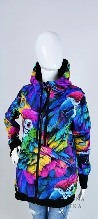 Bluza damska rozpinana z kapturem PAPUGI