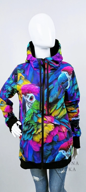 Bluza damska rozpinana z kapturem PAPUGI