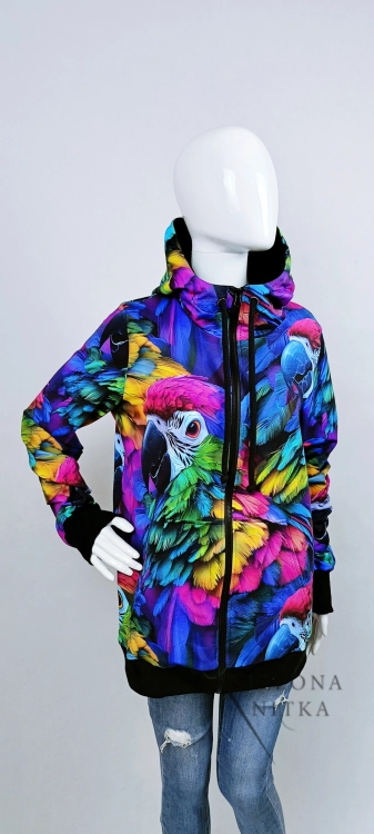 Bluza damska rozpinana z kapturem PAPUGI