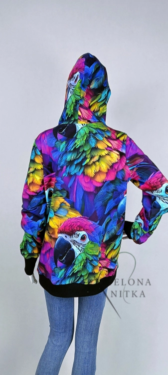 Bluza damska rozpinana z kapturem PAPUGI
