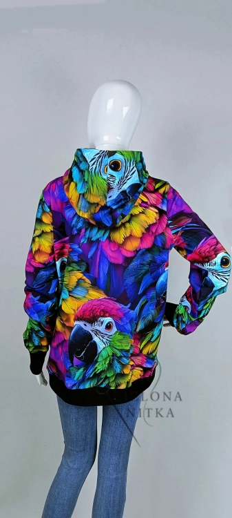 Bluza damska rozpinana z kapturem PAPUGI