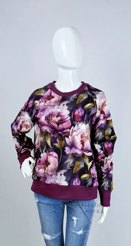Bluza damska NURI FIOLETOWE PIWONIE