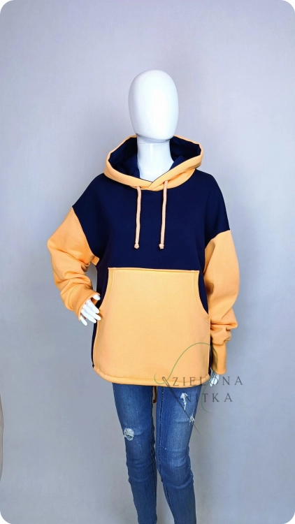 Bluza Damska z kapturem ELEMENT granatowo pomarańczowa