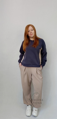 Bluza damska NURI masełko GRANATOWA/ LATTE