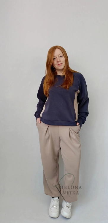 Bluza damska NURI masełko GRANATOWA/ LATTE