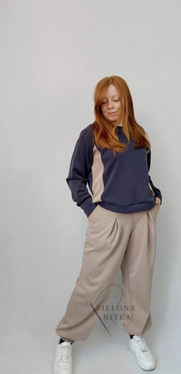 Bluza damska NURI masełko GRANATOWA/ LATTE