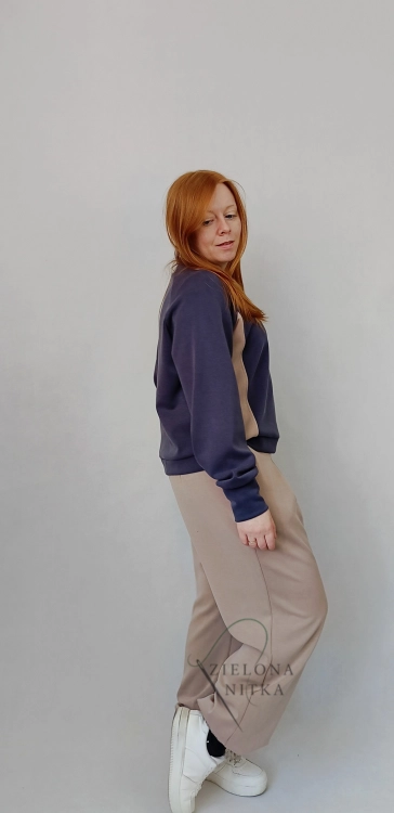 Bluza damska NURI masełko GRANATOWA/ LATTE