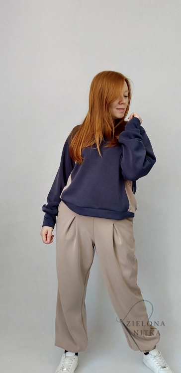 Bluza damska NURI masełko GRANATOWA/ LATTE