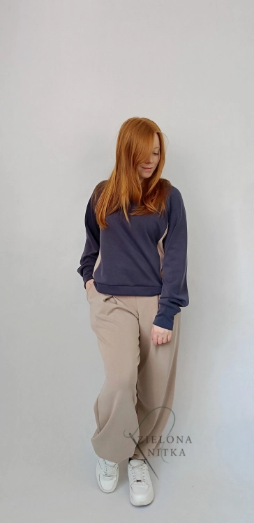 Bluza damska NURI masełko GRANATOWA/ LATTE