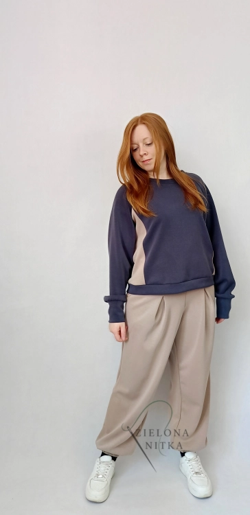 Bluza damska NURI masełko GRANATOWA/ LATTE