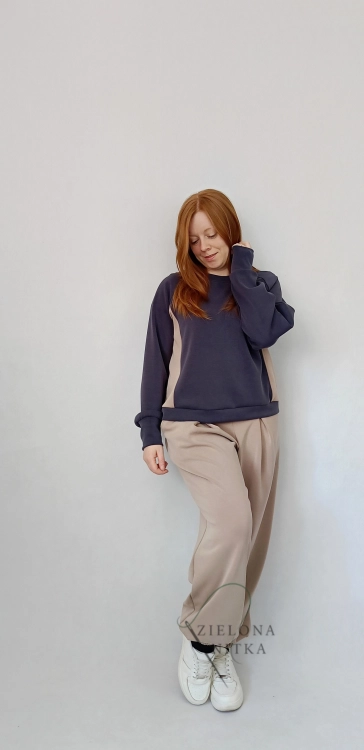 Bluza damska NURI masełko GRANATOWA/ LATTE