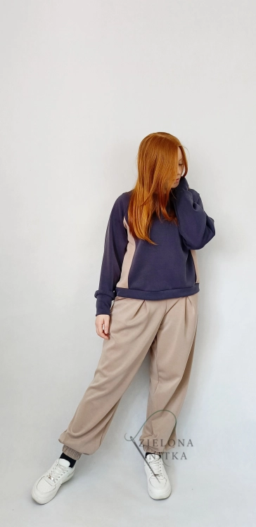 Bluza damska NURI masełko GRANATOWA/ LATTE