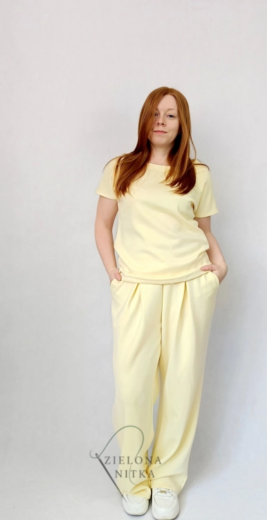 Spodnie damskie dzianina masełko BANANOWE