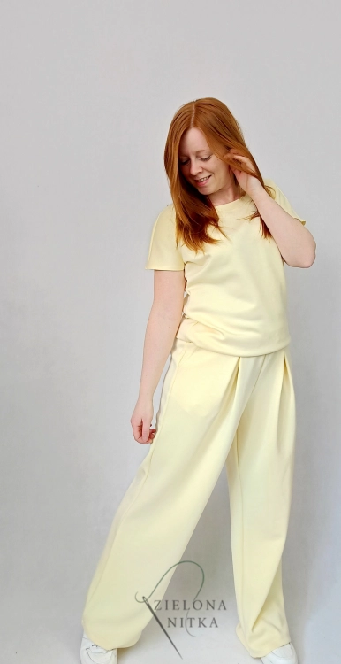Spodnie damskie dzianina masełko BANANOWE