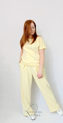 Spodnie damskie dzianina masełko BANANOWE